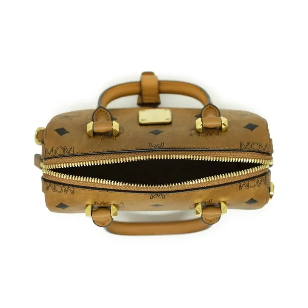 Mcm Essential Visetos Boston Bag, Brown - Picture 4 of 5